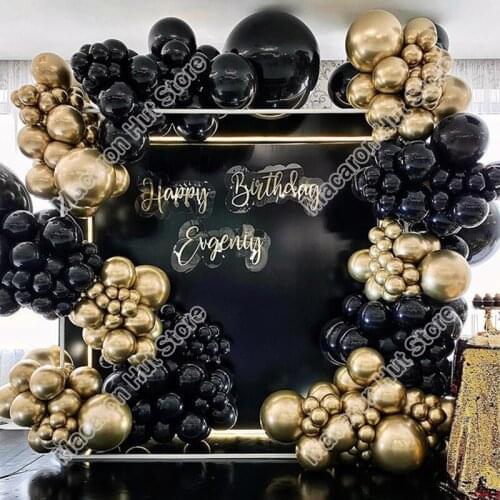 242pcs Black Wedding Kid Birthday Party Backdrop Baby Shower Balloon DIY Arch Golden Welcome Decoration Supplies Garland Kits