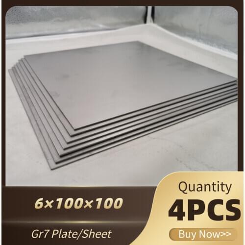 4pcs Gr7 TA9 Ti-0.2Pd Titanium Alloy Plate Ti Sheet 6*100*100mm For DIY OEM Metalworking Supplies