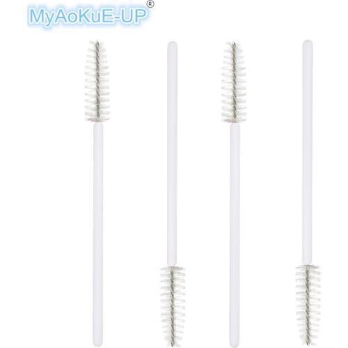 500pcs Full White Nylon Eyelash Mascara Wands Applicator Brushes For Eyelash Extension Disposable Makup Brush
