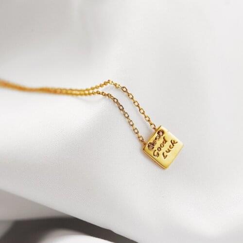 925 Silver Good Luck Letters Coins Necklace 18k Gold Choker Round Square Pendant Collier Femme Kolye Collares Jewelry Riverdale