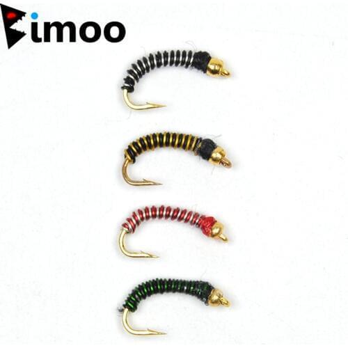 Bimoo 10pcs #14 Bi Color Brassie Miges Chironomids Fly Fishing Flies / Bait / Lures
