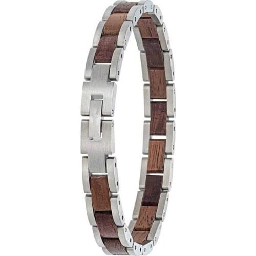 Handmade Wine Barrel Wood Accessories Jewelry Wrist Band Charm Custom Wood Stainless Steel Bracelet Bangles for Men and Women