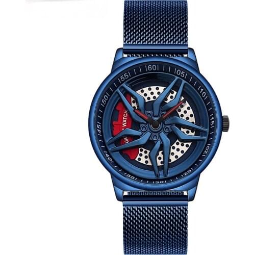 Watch men cool quartz watch creative personality rotate wheel wrist watch waterproof stainless steel mesh belt table