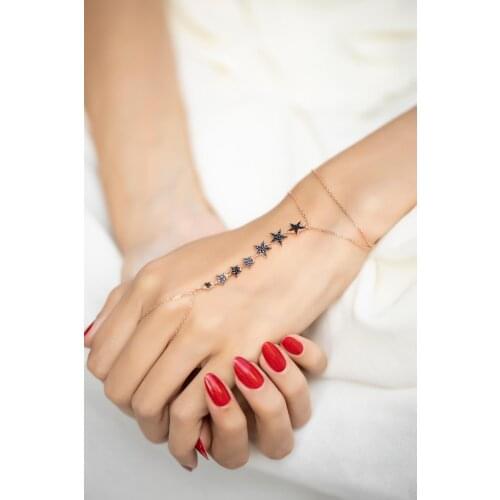 Women Row Star Model Rose Plated Silver Şahmeran bangle 925 sterling silver tarnish gift Christmas