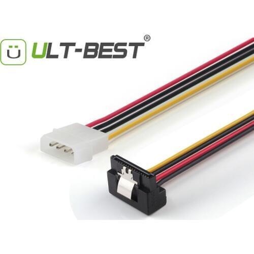 ULT-Best 6PCS Molex 4pin to SATA 15pin Power Right Angle 90 Degree Hard Disk Cable 15CM Serial ATA Cables Cabo Power