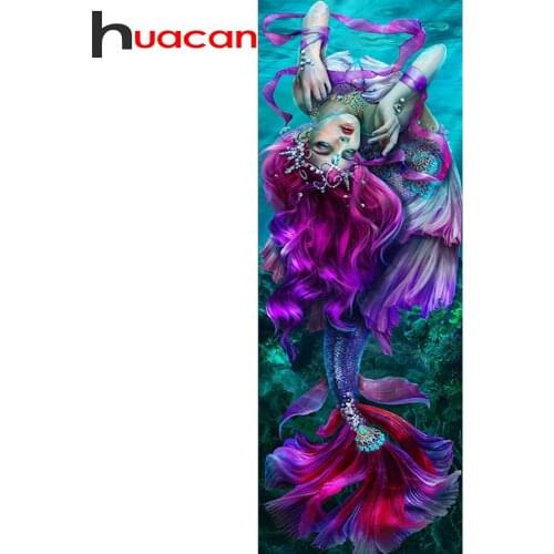 Huacan 5d DIY Diamond Painting Full Square/Round Mermaid Woman Diamond Embroidery Cross Stitch Mosaic Sea Fish Portrait Puzzle