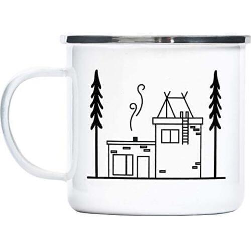 Classic Series Enamel Camping Coffee Mug Retro Enamel Birthday Christmas Outdoors Metal Enamel Campfire Cup