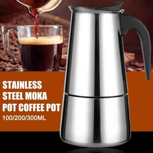 Espresso Maker 2/4/6 Cups Stainless Steel Mocha Pot Espresso Pot Espresso Maker 100/300/200ML WXV Sale