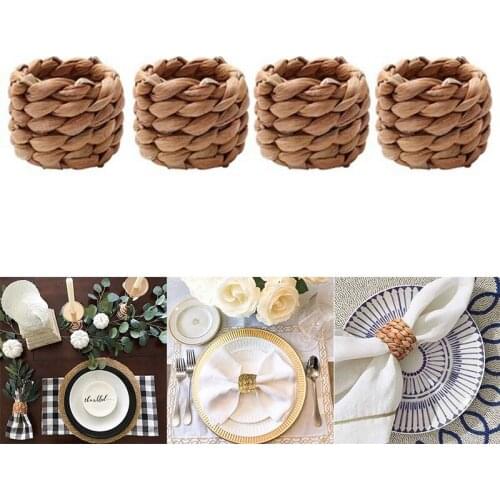 Country Style Water Woven Napkin Ring, Hand-Woven Straw Napkin Ring, Farmhouse Napkin Buckle