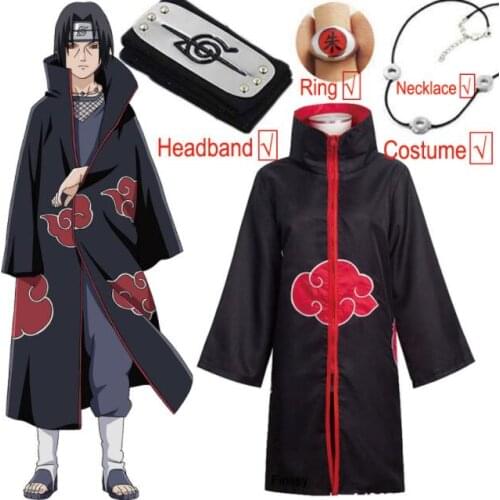 4 PICS Anime Akatsuki Uchiha Tobi Obito Akatsuki Cosplay Costume Cloak Halloween Woman Man Cosplay Costume Headband Accessories