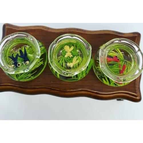 Dollhouse Miniature Food and play doll house accessories simulation Glass Mini goldfish tank can be used as refrigerator paste