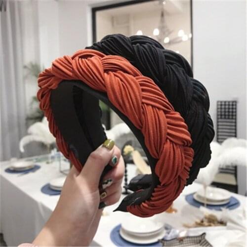 MISANANRYNE Fashion Women Hairband Cross Knot Braid Headband Adult Autumn Winter Headwear Wide Side Turban Hair Accessories 2020