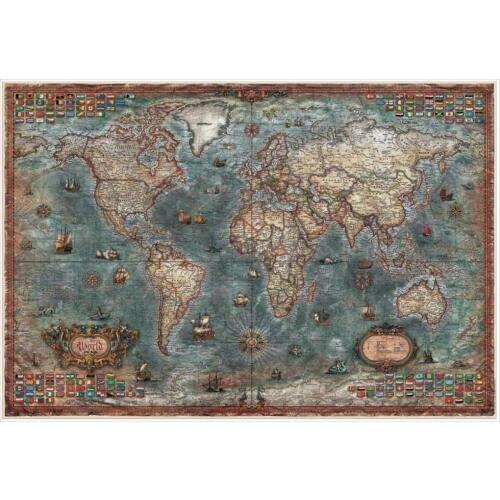 Historical World Map - Counted Cross Stitch Kits - DIY Handmade Needlework for Embroidery 14 ct Cross Stitch Sets DMC Color