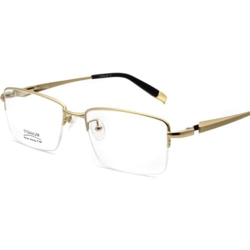 New Business Titanium Eyeglasses Frame Optical Eyewear Glasses Fashion Men Women Black Gold Silver Half Rim G147