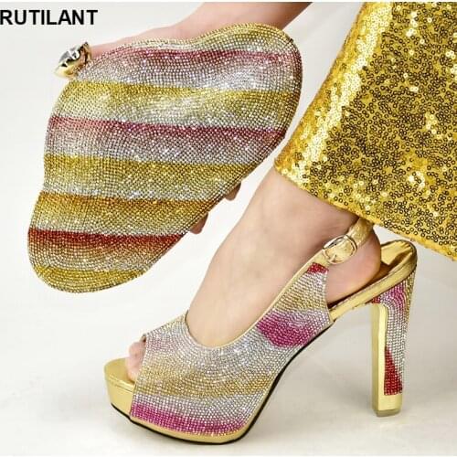 New Arrival Italian Shoes with Matching Bags for Women Elegant Women Shoes and Bag Set In Italy Plus Size Shoes Women Heel