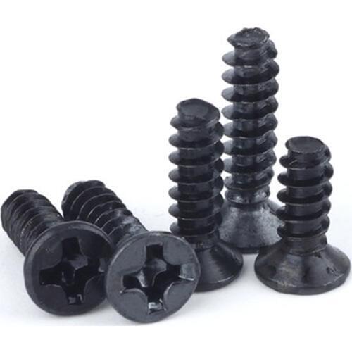 Peng Fa KB black plated countersunk head flat tail self tapping screw flat head micro electronic screw M1.2M1.4M1.7M2M2M2.3