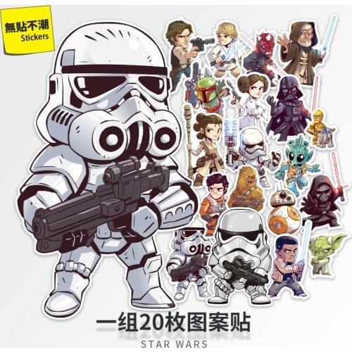 Star Wars Stormtroopers Luke Yoda Phasma Han Solo Travel Luggage Phone Guitar Fridge Laptop DIY Kid Toy Waterproof Sticker