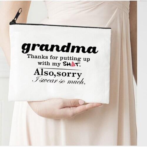 Grandma Print Makeup Bag Organizer Bag Pouchs Wedding Cosmetic Bags Grandma Gift New Portable Storage Purses Travel Size