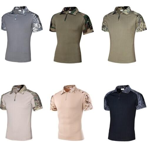 ACU CP Military Hunting Hiking Uniform Men Camouflage Combat Tactical Short Sleeve T-shirt Airsoft Absorb Sweat SWAT Tees
