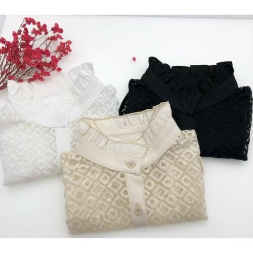 Embroidered Stand Fake Collars for Women Half Shirt Blouse Detachable Collars Removable Women Accessories Neck Ties Decor