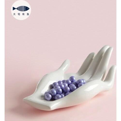 American Ceramic Palm High-end Creative Candy Tray Furnishing Piece Light Luxury Nut Tray Small Fruit Bowl