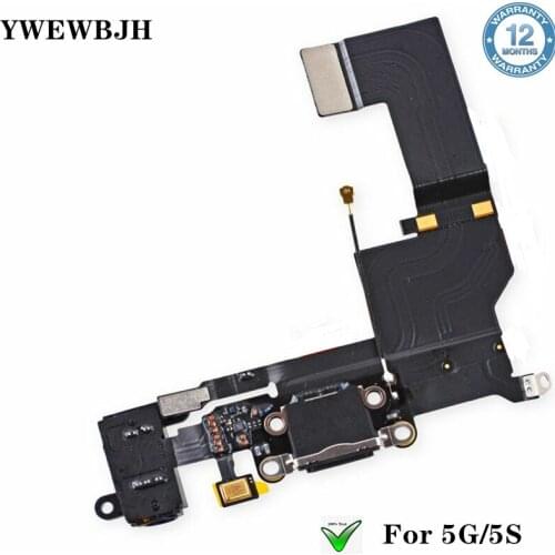 YWEWBJH10Pcs lot Charging Port Dock USB Connector Flex For iPhone 5 5S Headphone Audio Jack Microphone Flex cable Black White