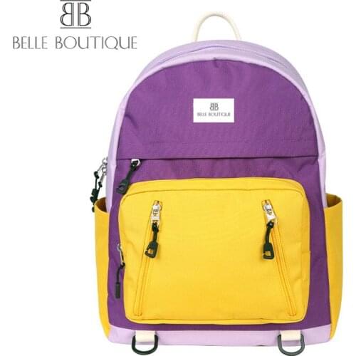 BelleBoutique Preppy Purple Backpack Women Waterproof Korean Stylish Fashion Oxford School Bags For Girls Student Teenager