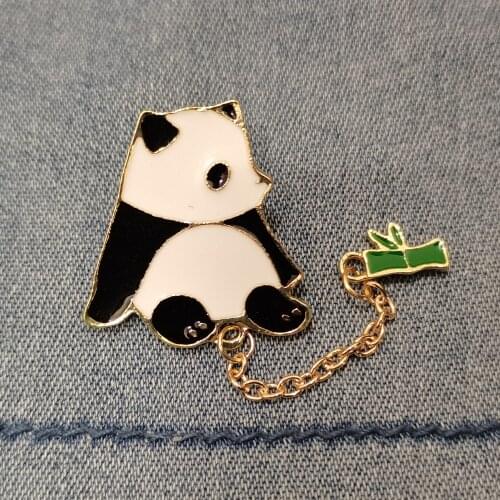 Animal Golden Enamel Pins Custom Panda Brooch Shirt Lapel Badge Bag Cartoon Jewelry Gift for Kids Friends