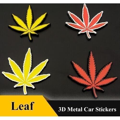 1pcs 3D metal Personality maple leaf car stickers Weed Leaf Vinyl Cut Car Sticker for TOYOTA Suzuki Mazda NISSAN car Accessories