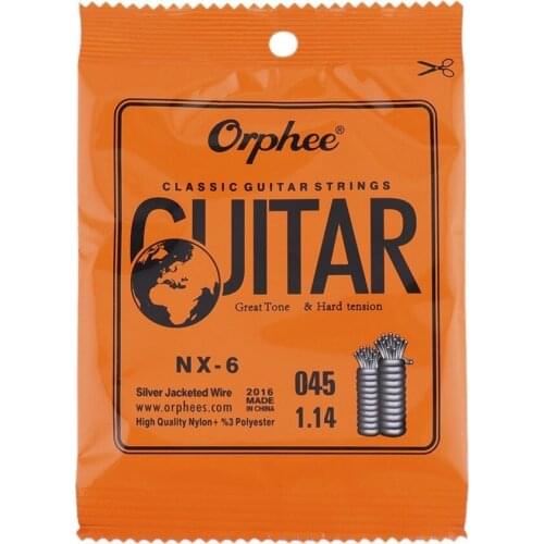 100pcs Hunderd Orphee NX35-6 Sixth E Nylon Core Silver Jacketed Classical Guitar Strings .045