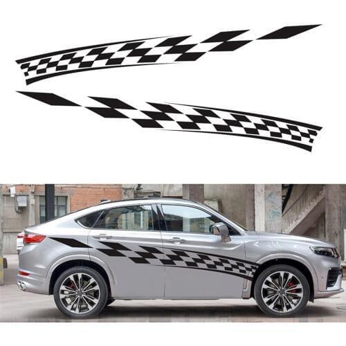 2pcs 110"×13" Car Car Side Body Decal Sticker Stripes Plaid Racing Decals Universal Car decoration