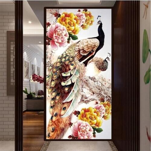 2020 sale fashion 5D Full square round diy diamond painting cross stitch diamond embroidery paste for peacocks 100x50cmZP-1920