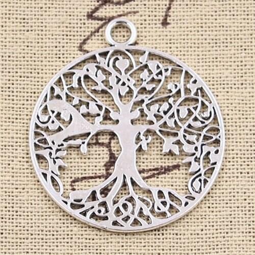 4pcs Charms Peace World Tree 40x35mm Antique Silver Color Plated Pendants Making DIY Handmade Tibetan Finding Jewelry