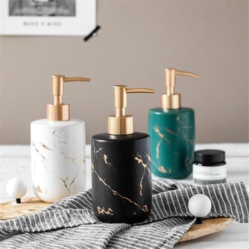 400ml Marbled Ceramic Shampoo Bottles Bathroom Liquid Soap Dispenser Hair Conditioner Hand Sanitizer Empty Refill Sub-bottle