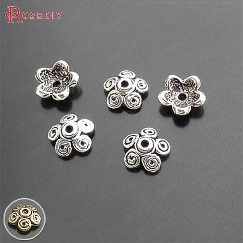 50PCS 11MM Antique Silver and Bronze Zinc Alloy Beads Caps Jewelry Making Supplies Diy Findings Accessories
