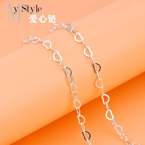 925 sterling silver heart-shaped chain love chain loose chain handmade DIY semi-finished product bracelet necklace material