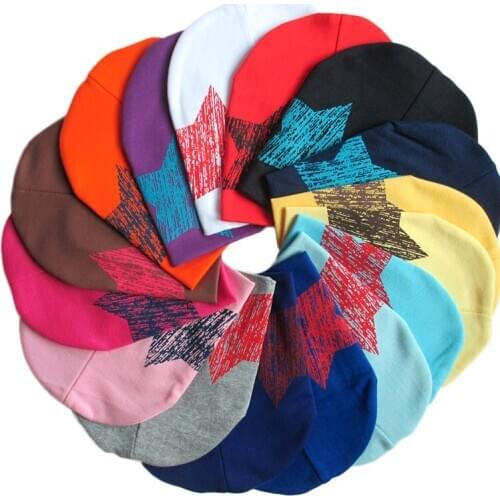 Childrens girl boy skull baby soft warm autumn infant toddler hats star printed cap for boys and girls cotton beanie