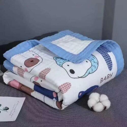 Super Soft 6 layers Cotton Muslin Baby Swaddle Cute Cat Unicorn Baby Summer Blanket Newborn Bath Towel Infant receiving blanket