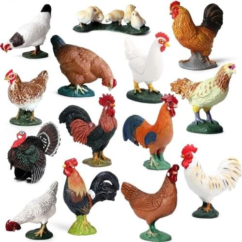 Lovely Farm Animals Hen Turkey Chook Chicken Cock Action Figure Model Figurines Poultry Miniature Educational PVC Kid Toy Gifts
