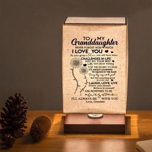 GrandmaTo My granddaughter Wood Table Lamp Modern Living Room Bedroom Bedside Lamp Night Light Warm White Gift Wood Table Lamp