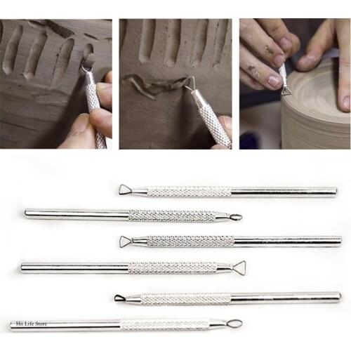 Pottery Carving Tools 6pcs/set of Clay Scraper Modeling Details Carving Small Head Repairing Rough Carving Modeling Tools