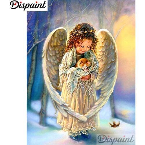 Dispaint Full Square/Round Drill 5D DIY Diamond Painting "Angel girl scenery" Embroidery Cross Stitch 5D Home Decor A11444