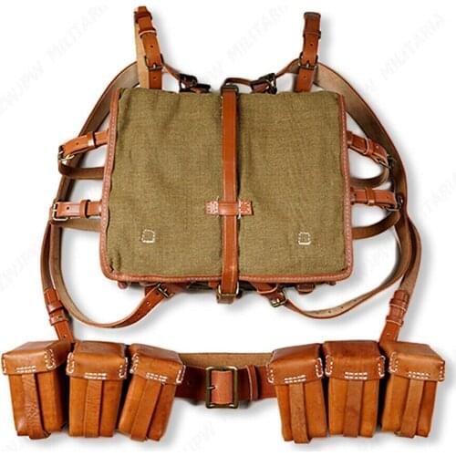 CHINESE ARMY KMT PACKAGE FIELD EQUIPMENT WITH WOODEN FRAM A PAIR AMMO POUCH BELT Collection World WAR Military Store