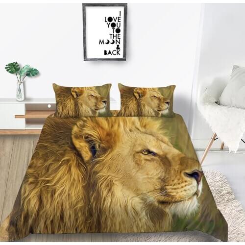 Animal Bedding Set Lion Lifelike Soft 3D Fashionable Duvet Cover King Queen Twin Full Single Double Unique Design Bed Set