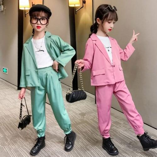 3 Colors Children Clothing Sets For Baby Girls Spring Autumn New Fashion Tops Coat+Pant 2Pieces Formal Suit Birthday Clothes Set