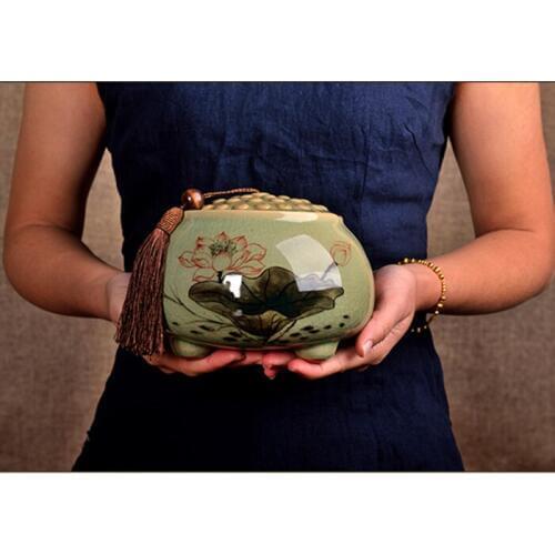 Best Top Gear business gift # HOME OFFICE chinaware DEHUA YUE YAO ART porcelain tea coffee Dried fruit canister statue