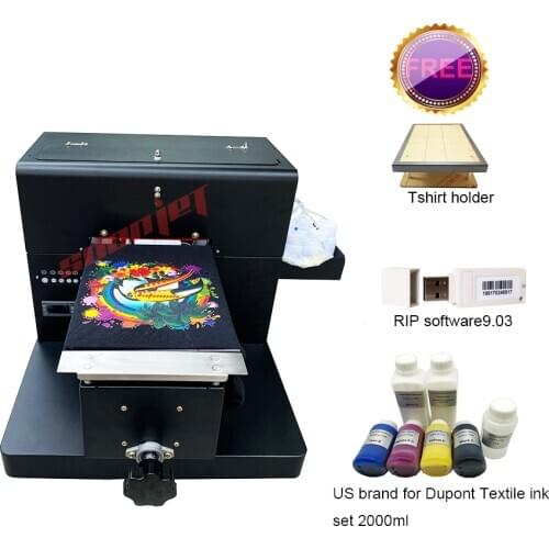Mult-function A4 DTG T-shirt Flatbed Printer for Dark Light Color Tshirt Jeans hoodies texitle phone case Print machine a4 size