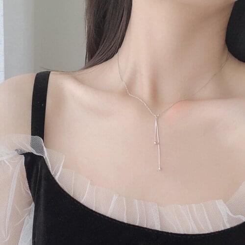 Fashion Clavicle Chain Simple Tassel Round Bead Pendant Charm Unique Jewelry For Women Cocktail Party Geometry Accessories Gifts