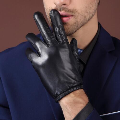 Winter Leather Gloves Fashion Sheepskin Men Leather Gloves Male Plus Velvet Winter Warm Driving Gloves Mittens Free Shipping