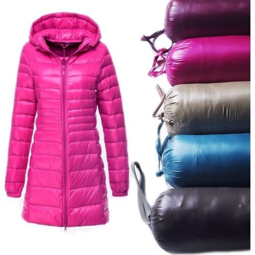 S~6XL 2020 New Autumn Winter Women Duck Downs Jacket Slim Parkas Ladies Coat Long Hooded Plus Size Ultra Light Outerwear